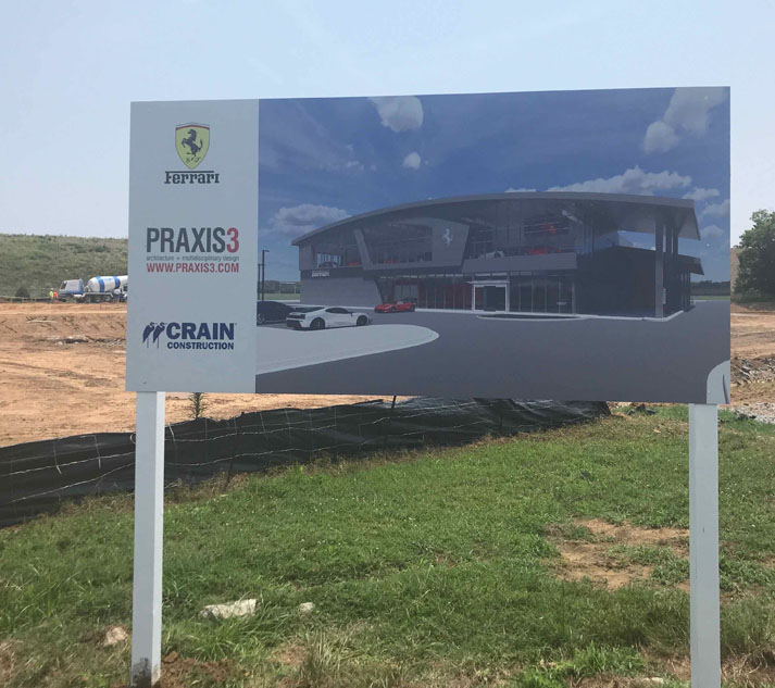 Crain's Ferrari Site Sign Board