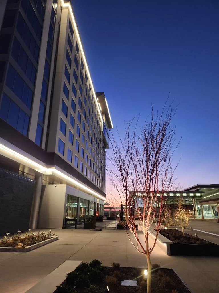 nashville commercial building exterior at dusk