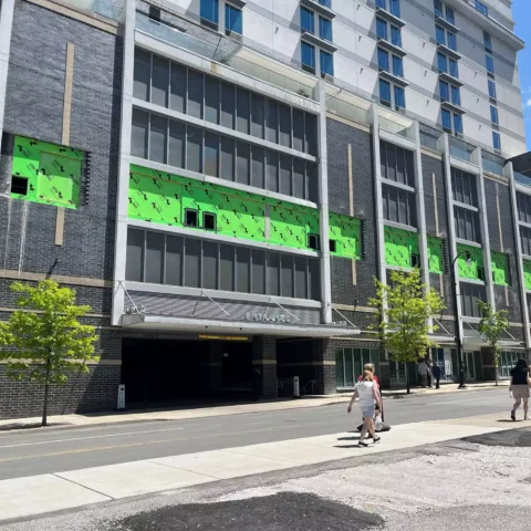 downtown city commercial building under construction