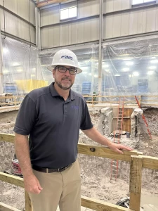crain construction employee on site at feintool construction project