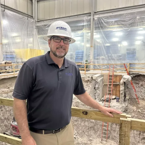 crain construction employee on site at feintool construction project