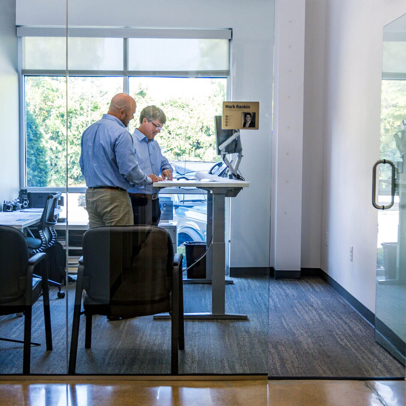 Crain Construction Office Space with Window and glass door